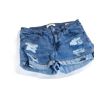 PacSun Dark Blue Ripped Jean Shorts